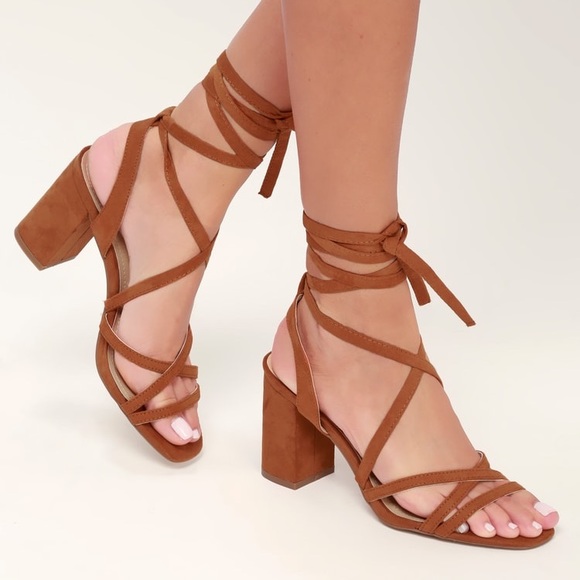 Lulus Shoes - NIB Ashton Tie Up Suede Heels